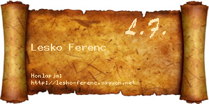 Lesko Ferenc névjegykártya